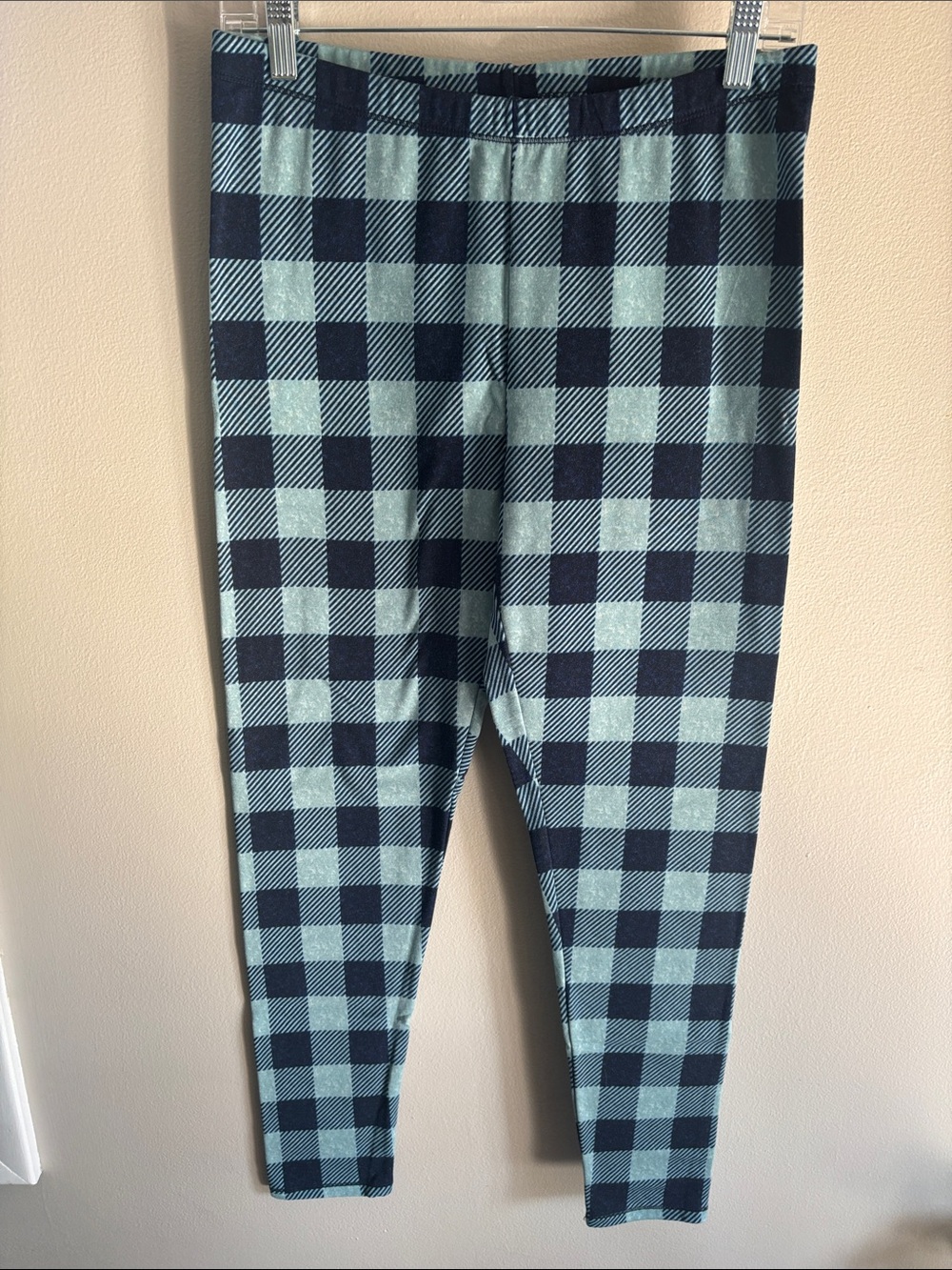 M Cuddl Duds climate right navy plaid pj leggings